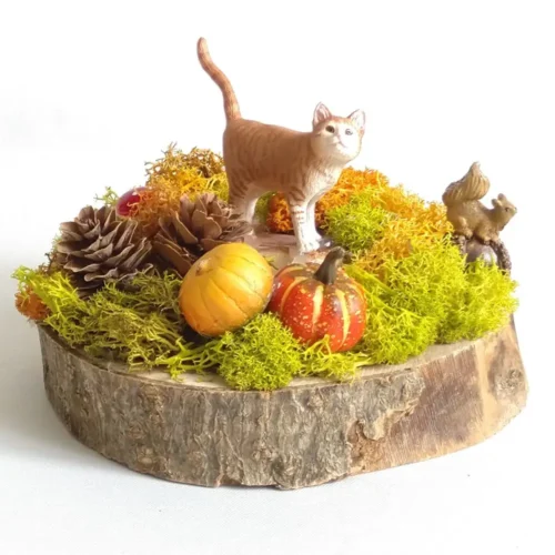 Tischdeko Herbst Katze Feli