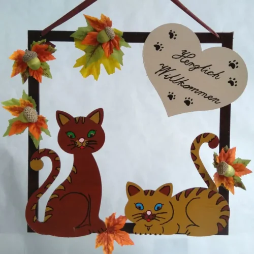 Türschild Herbst Katze Schnurri