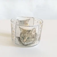 Teelichthalter Glas Katze Lissy